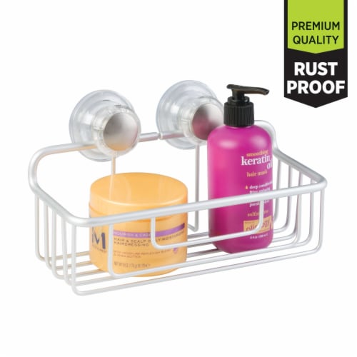 iDesign Metro Aluminum Turn-N-Lock Suction Basket - Silver Perspective: right