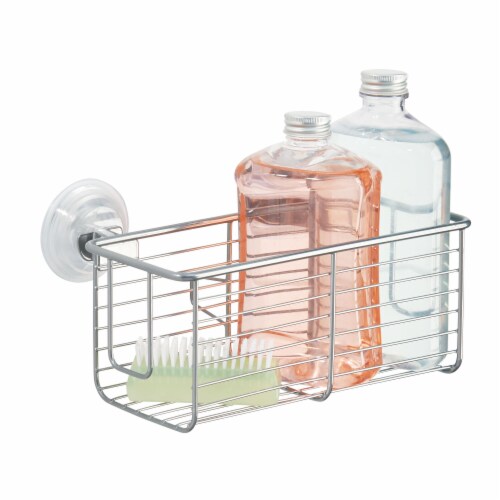 iDesign Classico Suction Bathroom Basket - Silver Perspective: right
