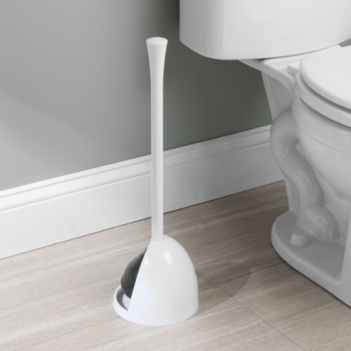 iDesign Una Bathroom Plunger and Holder - White Perspective: right