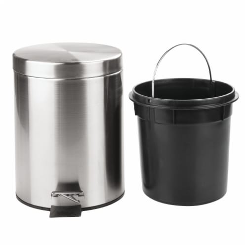 InterDesign Step Can with Bucket Insert - Brushed Nickel Perspective: right