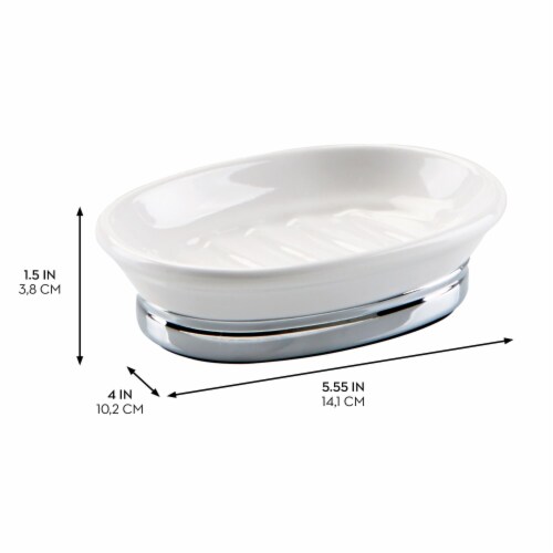 iDesign York Soap Dish - White/Chrome Perspective: right