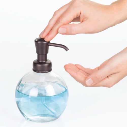 InterDesign York Round Glass Pump Soap Dispenser - Bronze Perspective: right