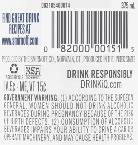 Smirnoff Blueberry (Vodka Infused With Natural Flavors) Perspective: right