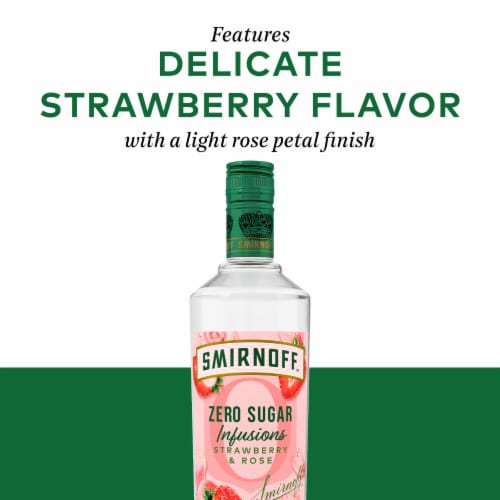 Smirnoff Zero Sugar Infusions Strawberry & Rose Vodka Perspective: right