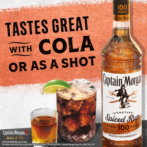 Captain Morgan Rum 100 Proof Spiced Perspective: right