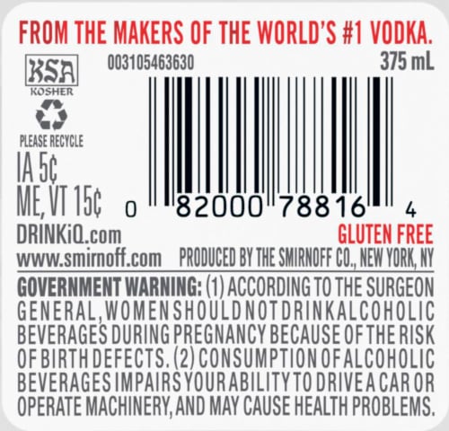 Smirnoff Blueberry (Vodka Infused With Natural Flavors) Perspective: right