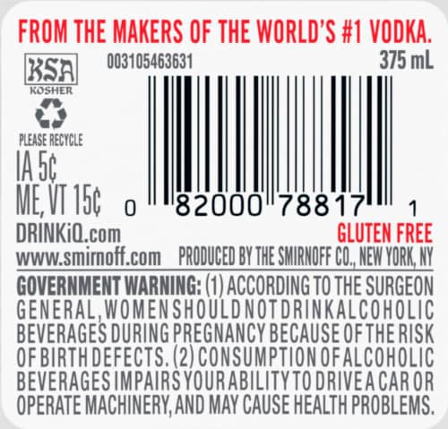 Smirnoff Cherry (Vodka Infused With Natural Flavors) Perspective: right