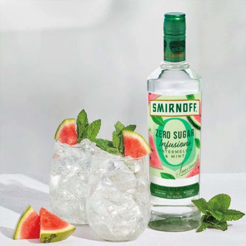 Smirnoff Zero Sugar Infusions Watermelon & Mint (Vodka Infused With Natural Flavors) Perspective: right