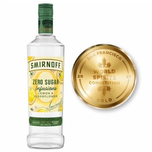 Smirnoff Zero Sugar Infusions Lemon & Elderflower (Vodka Infused With Natural Flavors) Perspective: right