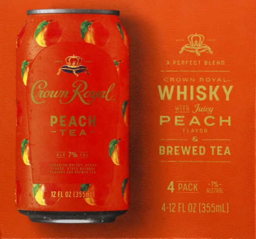 Crown Royal Peach Tea Canadian Whisky Ready to Drink Cocktail Perspective: right