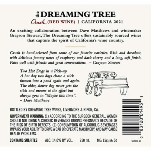 The Dreaming Tree Crush Red Blend California Wine Perspective: right