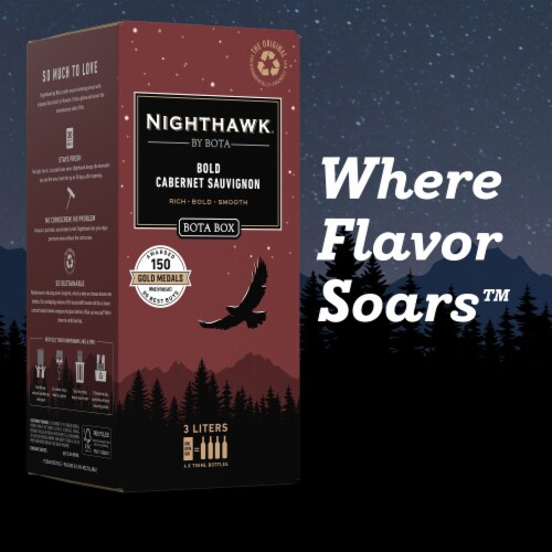 Nighthawk Black by Bota Box Bold Cabernet Sauvignon Red Wine Perspective: right