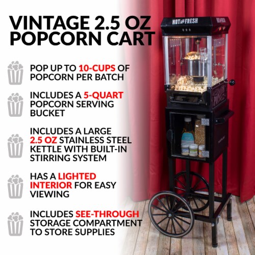 Nostalgia Vintage 2.5-Ounce Popcorn Cart - Black Perspective: right