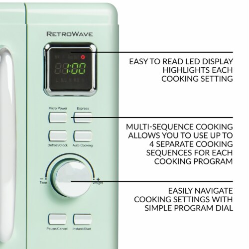 Nostalgia Mid-Century Retro Microwave - Seafoam Green Perspective: right