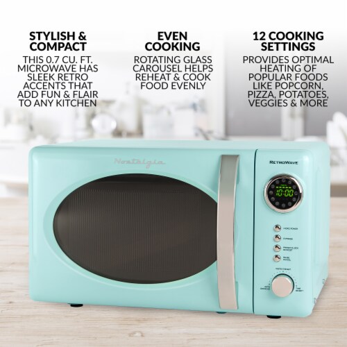 Nostalgia Countertop Microwave Oven - Aqua Perspective: right