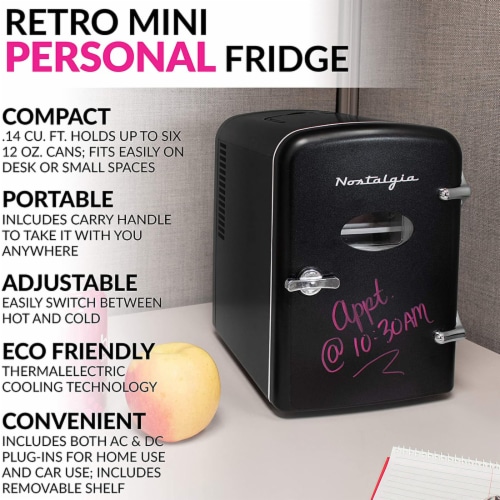 Nostalgia Six Can Single Door Retro Round Refrigerator - Black Perspective: right