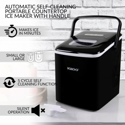 Igloo Automatic Self-Cleaning Portable Countertop Ice Maker Machine With Handle - Black Perspective: right