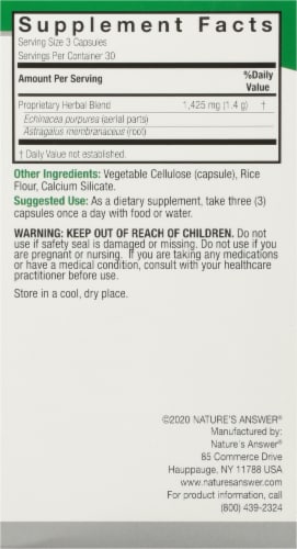 Nature's Answer Echinacea With Astragalus Herbal Blend Supplement Perspective: right