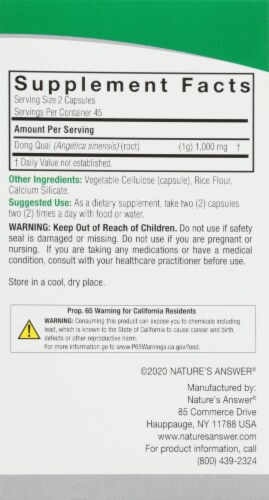 Nature's Answer Dong Quai Vegetarian Capsules Perspective: right