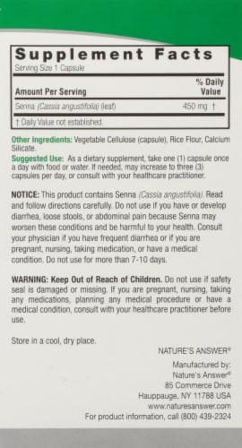Nature's Answer Senna Capsules 450mg Perspective: right
