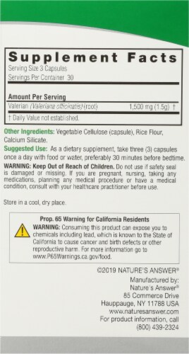 Nature's Answer Valerian Root Vegetarian Capsules Perspective: right