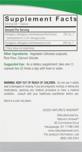 Natures Answer Astragalus Root Vegetarian Capsules Perspective: right