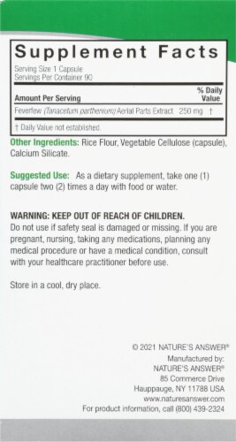 Nature's Answer Feverfew Vegetarian Capsules Perspective: right