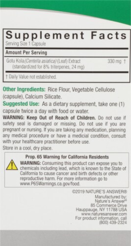 Nature's Answer Gotu Kola Herb Vegetarian Capsules 300mg Perspective: right