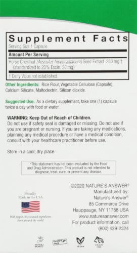 Nature's Answer® Horsechestnut Seed Vegetarian Capsules 250mg Perspective: right