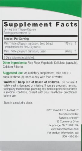 Nature's Answer® Milk Thistle Vegetarian Capsules Perspective: right