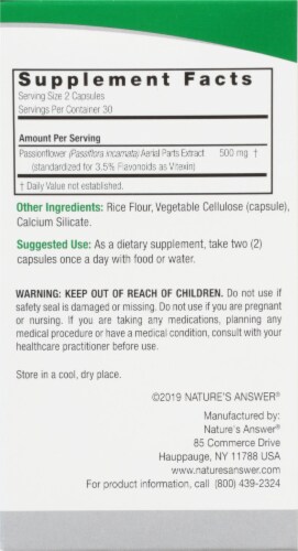 Nature's Answer® Passionflower Vegetarian Capsules 500mg Perspective: right