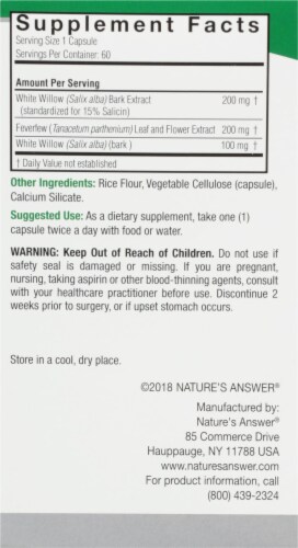 Nature's Answer® White Willow With Feverfew Vegetarian Capsules Perspective: right