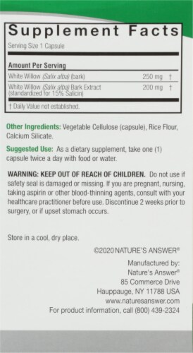 Nature's Answer White Willow Bark Extract Vegetarian Capsules 450mg Perspective: right