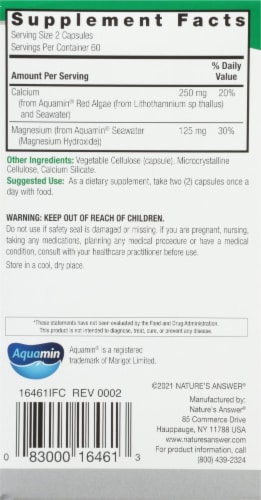 Nature's Answer Plant Based Cal-Mag Vegetarian Capsules Perspective: right