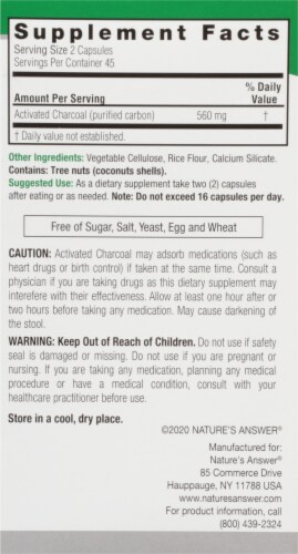 Nature's Answer® Charcoal Activated Vegetarian Capsules Perspective: right