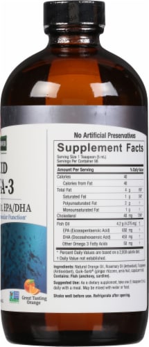Natures Answer Liquid Omega-3 Deep Sea Fish Oil EPA / DHA Orange Flavored Dietary Supplement Perspective: right