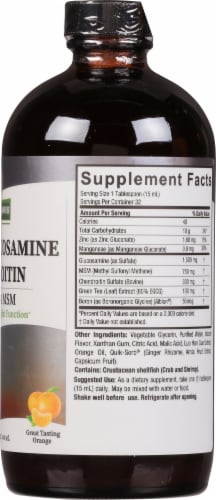 Nature's Answer Liquid Glucosamine Chondroitin with MSM Orange Flavored Dietary Supplement Perspective: right