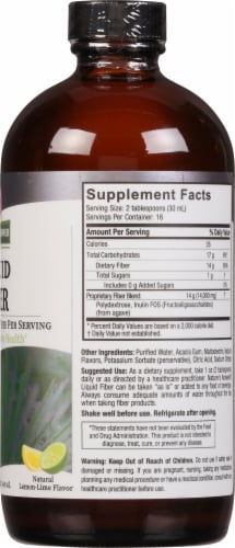 Nature's Answer Lemon Lime Flavored Liquid Fiber Dietary Supplement Perspective: right