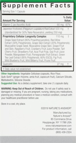 Nature's Answer Resveratrol Vegetarian Capsules 637mg Perspective: right