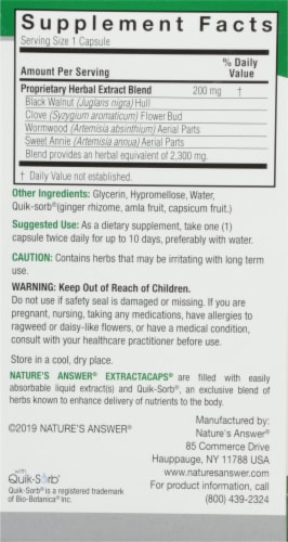 Nature's Answer Black Walnut Vegetarian Capsules Perspective: right