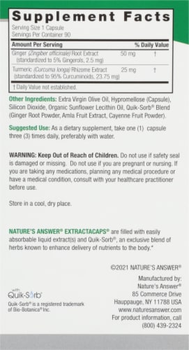 Nature's Answer Turmeric & Ginger Vegetarian Capsules Perspective: right