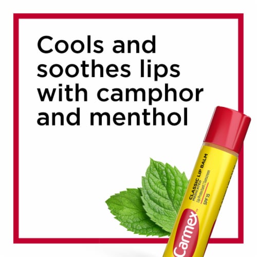Carmex Classic Medicated Lip Balm Sticks Lip Moisturizer for Chapped Lips 3 Count 0.15 OZ Perspective: right