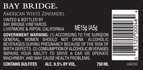 Bay Bridge White Zinfandel Rose Wine Perspective: right