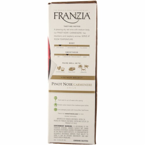 Franzia Vintner Select Pinot Noir/Carmenere Red Blend Wine Perspective: right