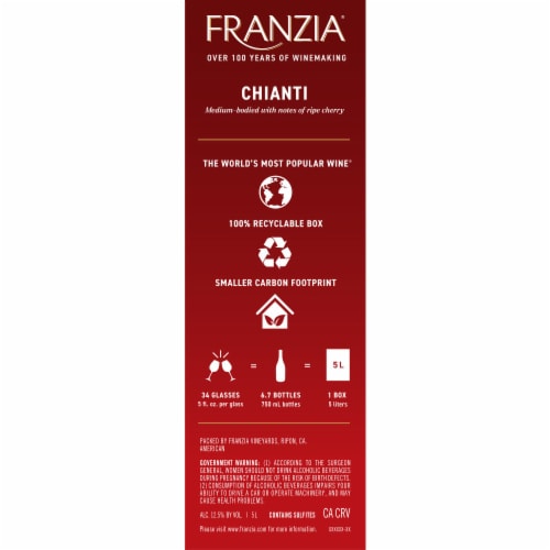 Franzia Chianti World Classics Blend Red Wine Box Perspective: right