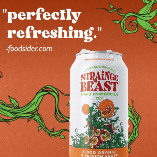 Strainge Beast Passion Fruit Hops & Blood Orange Hard Kombucha Perspective: right