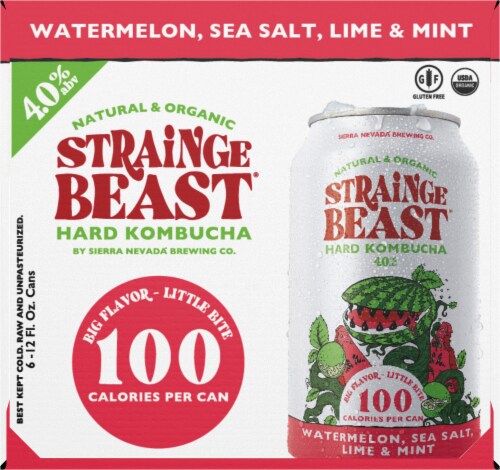 Strainge Beast® Natural & Organic Watermelon Sea Salt Lime & Mint Hard Kombucha Perspective: right