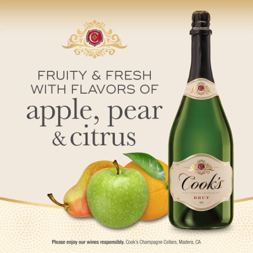 Cook's California Champagne Brut White Sparkling Wine Perspective: right
