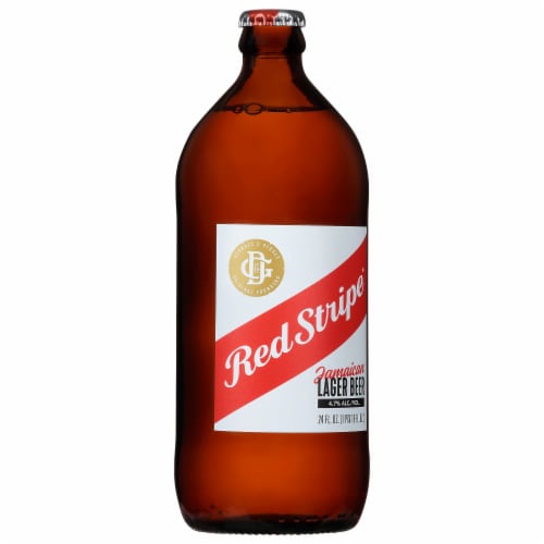 Red Stripe Lager Beer, Single 24 fl oz Bottle Perspective: right
