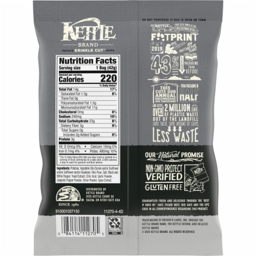 Kettle Brand Potato Chips, Krinkle Cut, Salt & Fresh Ground Pepper Kettle Chips, 1.5 Oz Perspective: right